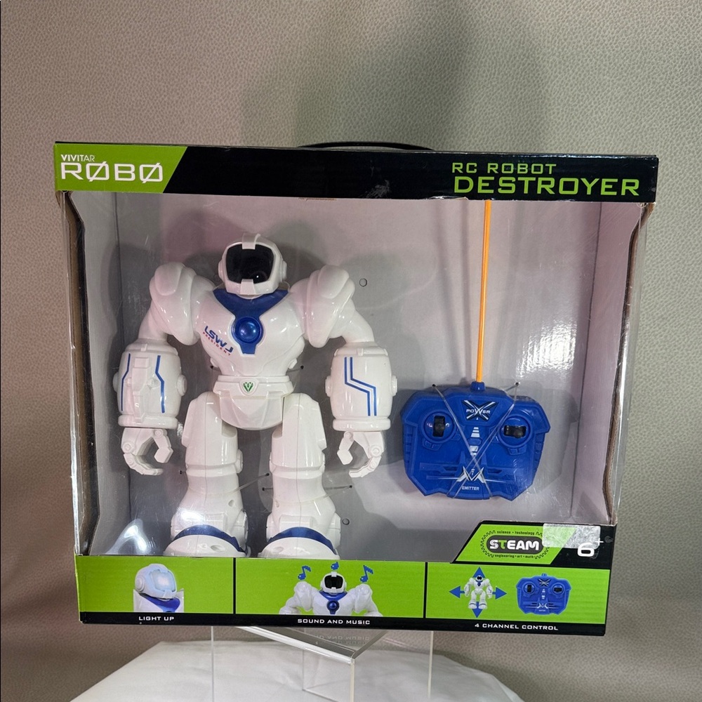 Vintar Robo RC Robot Destroyer - White and Blue NEW in Box